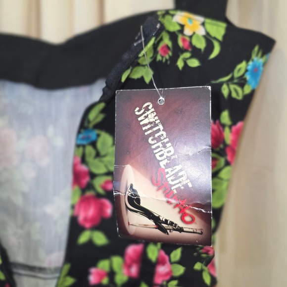 Switchblade Stiletto Floral Print Bodycon Dress Pinup Rockabilly‎ Small - Picture 5 of 5